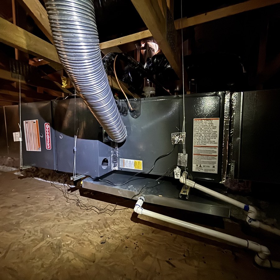 Goodman air handler installed in attic